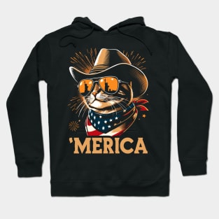 USA Flag Cat 4th of July Funny Patriotic Hoodie